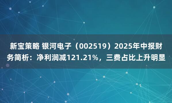 新宝策略 银河电子（002519）2025年中报财务简析：净利润减121.21%，三费占比上升明显
